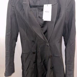 theory long sleeve button dress. black size 0 new with tags